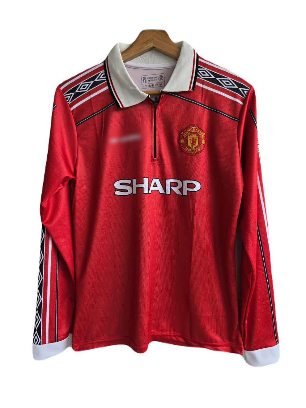 Manchester united 1998/99 Home jersey zip type full sleeve embroidery beckham_jersio
