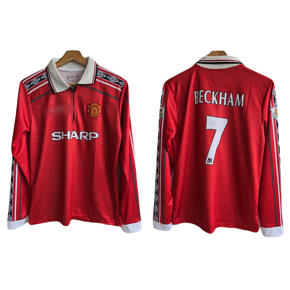 Manchester united 1998/99 Home jersey zip type full sleeve embroidery beckham_jersio