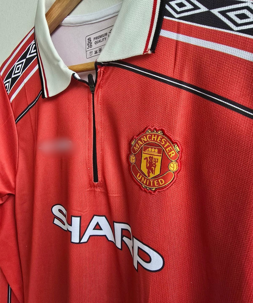Manchester united 1998/99 Home jersey zip type full sleeve embroidery beckham_jersio